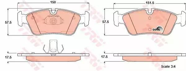 Колодки тормозные BMW E36, E46, Z3, E36, Z4, E85 (98-) передние (4шт.) TRW GDB1348 TRW