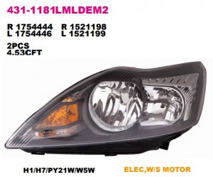 Фара левая черная под корректор FORD FOCUS II+ 2008- / 431-1181LMLDEM2 4311181LMLDEM2 DEPO