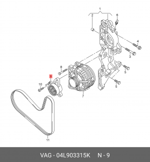 ролик натяжной с мех. натяжения!\ Audi A3/A4/A5/A6/Q5, VW Golf/Passat 2.0TDI 11> 04L 903 315 K VAG