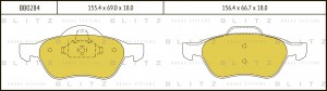 Колодки тормозные дисковые передние RENAULT Megane 04- BB0284 BB0284 BLITZ