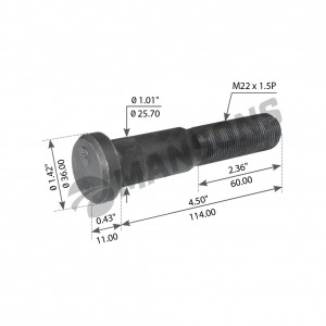 Шпилька колесная задняя [L=114 M22x1.5P D=25.7]  10шт 033.900.529 MANSONS