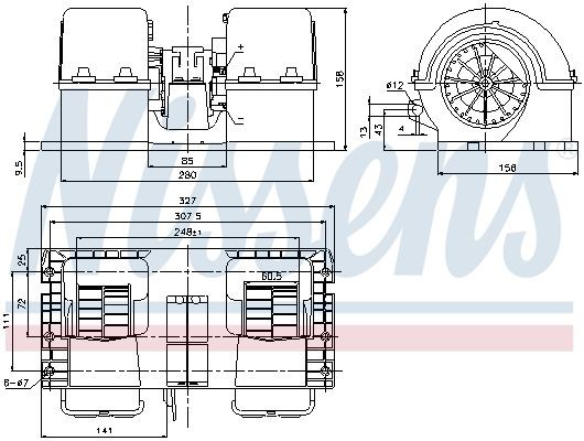 электродвигатель отопителя! в сборе \VOLVO FM9, FM12, FMX 87132 NISSENS