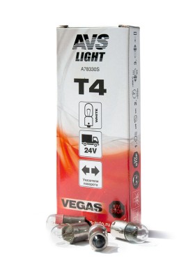 Лампа 24V T4W BA9s AVS A78330S AVS