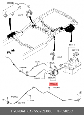 Блок клапанов KIA Mohave (07-) пневмоподвески OE 558202J000 HYUNDAI KIA