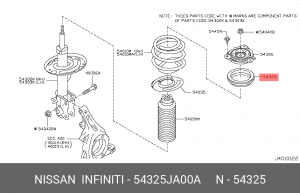 Подшипник опоры переднего амортизатора Nissan Qashqai+2 Jj10E 08-13 54325JA00A NISSAN