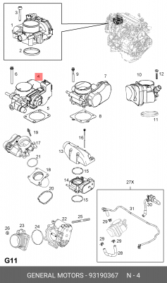 Блок дроссельной заслонки GENERAL MOTORS 93190367 GENERAL MOTORS