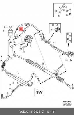 кольцо уплотнительное рул. механизма!\ Volvo S60/S70/S80/XC70/V70 97> 31202810 VOLVO