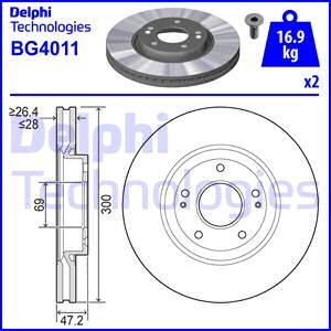 Диск тормозной передний HYUNDAI TUCSON 2015- BG4011 BG4011 DELPHI