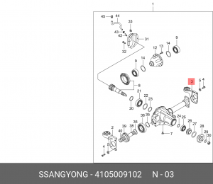 Опора SSANGYONG Actyon (06-),Kyron (05-) моста переднего левая OE 4105009102 SSANG YONG
