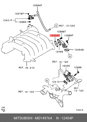 прокладка трубки EGR!\ Mitsubishi Lancer 07> 1.8/Outlander 06>/Pajero Sport 98> MD149764 MITSUBISHI