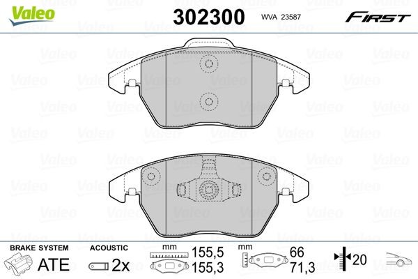 Колодки тормозные дисковые перед 302300 VALEO PHC