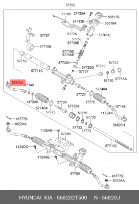 Наконечник рулевой тяги HYUNDAI Sonata (10-) правый OE 568202T500 HYUNDAI KIA
