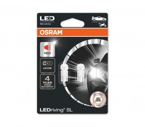 Лампа светодиодная 12V W5W T10 W2.1x9.5d блистер (2шт.) LEDriving SL Red OSRAM 2825DRP-02B OSRAM