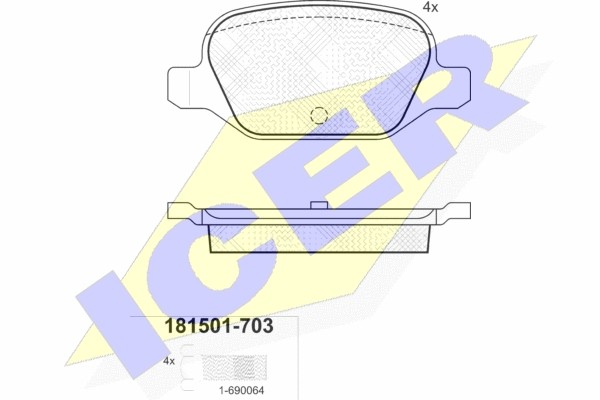 181501-703 колодки дисковые задние !\ Fiat Punto II 1.8i 16V 130 HGT99>/Doblo 1. 181501703 ICER