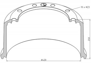 барабан торм. !420x200/207 H=259 d=290/335 n10x23 \BPW ECO-MAXX 046.425-00A PETERS ENNEPETAL