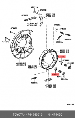 Шайба крепления тормозных колодок 47449-40010 47449-40010 TOYOTA