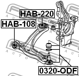 Сайлентблок задний переднего рычага HAB-220 HAB-220 FEBEST