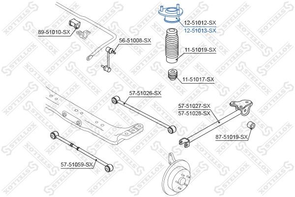 опора амортизатора заднего правого!\ Hyundai Elantra/Lantra all 00> 12-51013-SX STELLOX