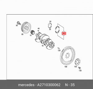 К-Т КОЛЕЦ УПОРНЫХ ВКЛАДЫША КОЛЕНВАЛА. MERCEDES A2710300062 MERCEDES BENZ