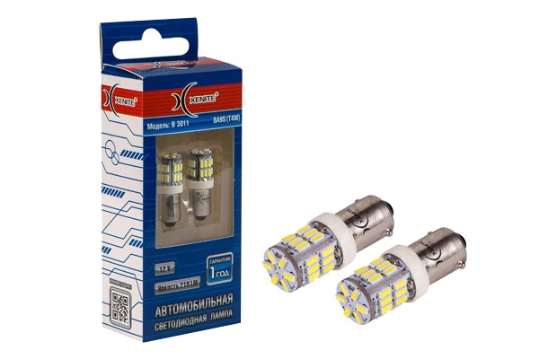 Лампа светодиодная 12V Т4W 0.5W BA9S белая блистер (2шт.) XENITE 1009544 XENITE