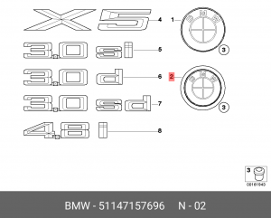 Эмблема BMW X5 (E70) крышки багажника OE 51 14 7 157 696 BMW