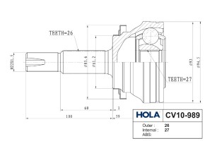 ШРУС наружный CV10-989 HOLA
