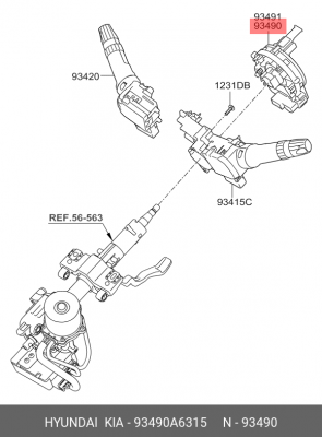Кольцо HYUNDAI i30 (12-) датчика подушки безопасности OE 93490A6315 HYUNDAI KIA