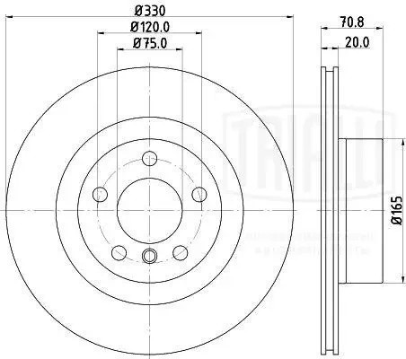 Диск торм. BMW X3 F25 (10-),X4 F26 (11-) зад. d330 DF 263918 DF 263918 TRIALLI