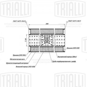 Пламегаситель универс. 100/200-50 с перф. диффузором (нерж. сталь) (ESM 10020050 ESM 10020050D TRIALLI