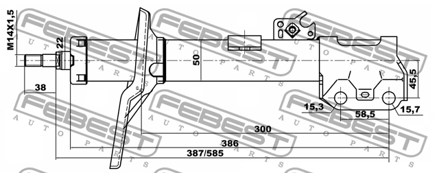 Амортизатор передн левый TOYOTA RAV4 00-05 01664958FL 01664958FL FEBEST