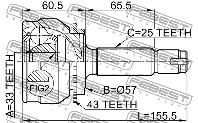 ШРУС внешний MITSUBISHI OUTLANDER 2003.02-2008.12 0410-044A43 0410-044A43 FEBEST