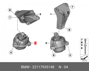 опора двигателя правая!\ BMW F10/F11 22 11 7 935 148 BMW