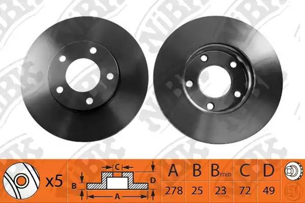 Диск тормозной MAZDA 3 (03-12) (1.6),5 (05-) (R15) передний (1шт.) NIBK RN1193 NIBK