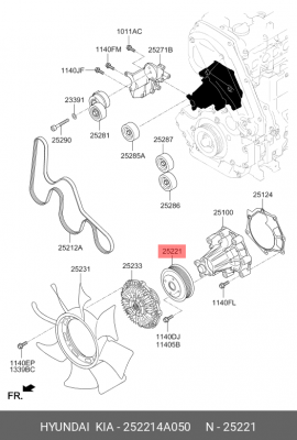 Шкив HYUNDAI H100 насоса водяного OE 252214A050 HYUNDAI KIA
