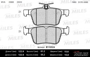 Колодки тормозные задние (Смесь Semi-Metallic) AUDI A3/VW GOLF VII 12- (TRW GDB1 E110524 MILES