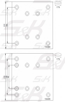 Накладка тормозной колодки MAN MERCEDES задней/передней стандарт (410х223) (8шт. SK1949600-01 S K GMBH