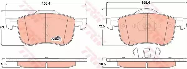 Колодки передние VOLVO S60, S80, V70 I-II, XC 70 GDB1388 GDB1388 TRW