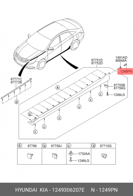 Винт HYUNDAI KIA подкрылка OE 1249306207E HYUNDAI KIA
