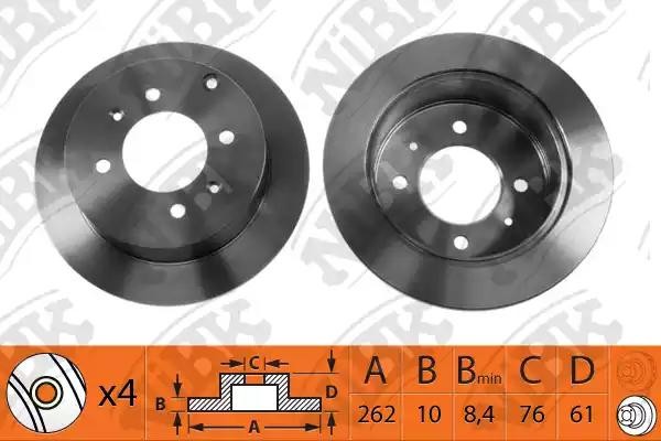 Диск тормозной HYUNDAI MATRIX 01-/SONATA 98-/KIA MAGENTIS 01- задний D262мм RN11 RN1175 NIBK