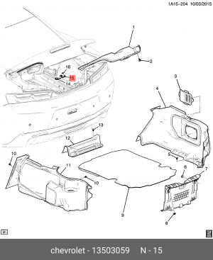 Фонарь освещения багажника CHEVROLET Orlando (11-) OE 13503059 GENERAL MOTORS
