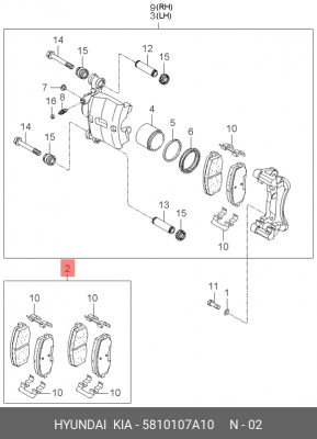 Колодки тормозные KIA Picanto (04-) передние (4шт.) OE 58101-07A10 HYUNDAI KIA