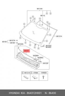 Уплотнитель капота HYUNDAI/KIA 864312H001 HYUNDAI KIA