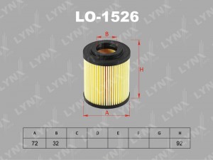 Фильтр масляный OPEL Astra H,J (09-) LYNX LO-1526 LYNXAUTO
