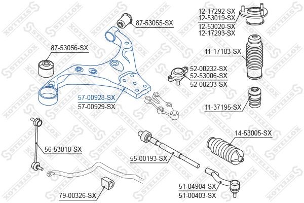рычаг передний левый!\ Hyundai Tucson all 04> 57-00928-SX STELLOX