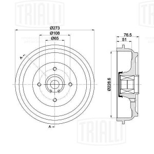 Барабан тормозной CITROEN C3 задний (1шт.) TRIALLI TF051339 TRIALLI