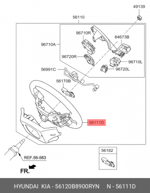 Колесо рулевое HYUNDAI Santa Fe (12-) OE 56120B8900RYN HYUNDAI KIA