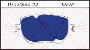 Колодки тормозные дисковые передние TOYOTA Celica/Corolla/Corolla Verso 99- TCA1 TCA1034 TATSUMI