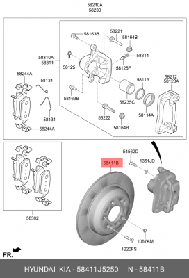 Диск тормозной HYUNDAI G70 (17-) KIA Stinger (17-) (2.0) задний (1шт.) ОЕ 58411J5250 HYUNDAI KIA
