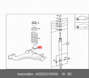 Прокладка MERCEDES C (W202) пружины передней нижняя OE A2023210036 MERCEDES BENZ