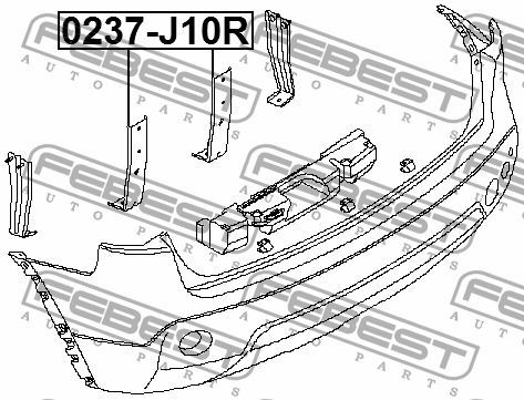 Кронштейн крепления заднего бампера NISSAN QASHQAI J10E 06-13 0237-J10R 0237-J10R FEBEST